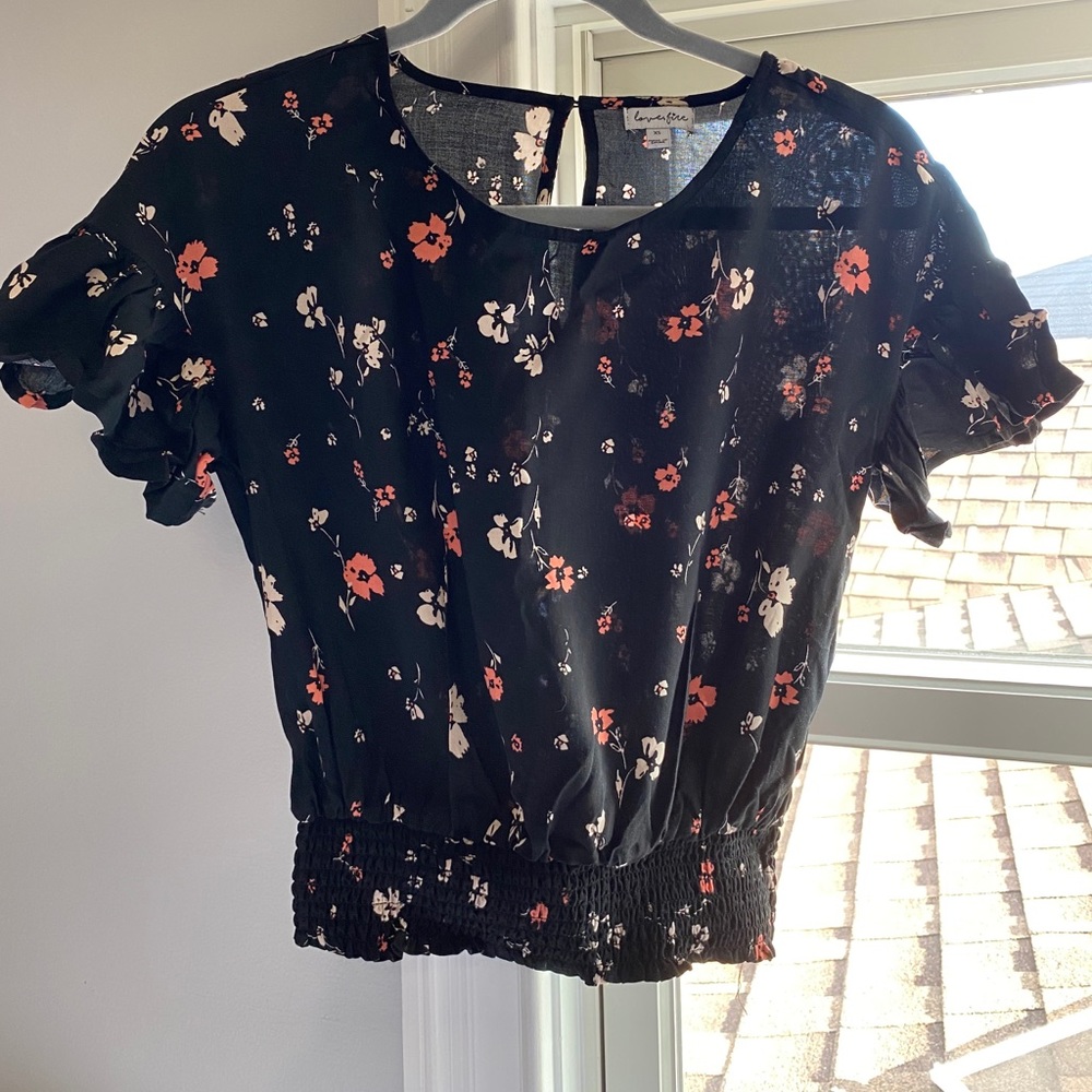 Black floral dress shirt